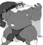  2020 anthro belly clothing deadanthro kimun_kamui_(tas) loincloth male mammal monochrome moobs navel nipples overweight overweight_male simple_background solo tokyo_afterschool_summoners ursid video_games 