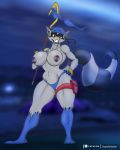  absurd_res anthro big_breasts breasts camel_toe chest_tuft clothed clothing crossgender hand_on_hip hi_res hospitallerinaboat mammal panties procyonid raccoon sly_cooper sly_cooper_(series) sony_corporation sony_interactive_entertainment staff sucker_punch_productions topless tuft underwear video_games wide_hips 