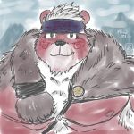  1:1 2020 29_da2 anthro belly cute_fangs hi_res kemono kimun_kamui_(tas) male mammal moobs nipples outside overweight overweight_male solo tokyo_afterschool_summoners ursid video_games 