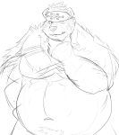  2020 anthro belly cute_fangs hi_res kemono kimun_kamui_(tas) kisaragi_syoo male mammal navel one_eye_closed overweight overweight_male simple_background solo tokyo_afterschool_summoners ursid video_games white_background wink 