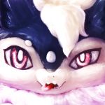  1:1 ambiguous_gender anthro gaia_(jaggerknife) hair hasukii looking_at_viewer neck_tuft portrait red_eyes solo tongue tongue_out tuft white_body white_hair 