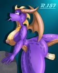  4:5 absurd_res activision anthro arched_back areola belly_scales big_breasts breasts butt crossgender dragon female hi_res looking_pleasured mtf_crossgender multicolored_tail nipples open_mouth purple_body purple_scales purple_tail renegade-157 scales scalie side_view spyro spyro_the_dragon tongue tongue_out video_games 