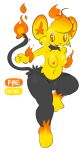  2020 3_toes anthro anthrofied areola arm_tuft black_body black_fur breasts elpatrixf fan_character felid female fire fur genitals hair hi_res looking_aside mammal multicolored_body multicolored_fur navel nintendo nipples nude open_mouth open_smile orange_eyes orange_nose pok&eacute;mon pok&eacute;mon_(species) pussy shinx smile solo tail_tuft toes tuft video_games wrist_tuft yellow_body yellow_fur 
