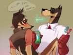 2020 4:3 anthro brush canid canine canis clothed clothing dobermann domestic_dog duo english_text eyes_closed german_shepherd grumpmuzzle herding_dog male mammal medic_(team_fortress_2) pastoral_dog pinscher sniper_(team_fortress_2) team_fortress_2 text toothbrush valve video_games 