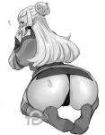  2020 black_and_white blush breath_of_the_wild butt clothing digital_media_(artwork) female hair humanoid humanoid_pointy_ears hylian kukumomo long_hair looking_back mammal mole_(marking) monochrome nintendo not_furry panties paya presenting presenting_hindquarters rear_view simple_background solo the_legend_of_zelda underwear video_games white_background 