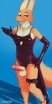  absurd_res anthro breasts canid canine clothing diane_foxington dreamworks dress fox gynomorph hi_res intersex mammal peanut piercing rubber rubber_clothing rubber_suit small_waist soarinlion solo the_bad_guys 