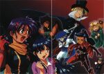  1990s_(style) 6+girls absurdres animal_costume anime_coloring archived_source armpits bear_costume belt beret black_bodysuit black_cloak black_eyes black_hair black_hat black_hood black_skirt black_suit blonde_hair blue_cape blue_collar blue_eyes blue_footwear blue_hat blush bodysuit boots braid breasts brown_belt brown_cloak brown_eyes buttons cape chain chained_wrists child claw_pose claws cloak closed_eyes closed_mouth collar collarbone collared_shirt costume crease dark-skinned_female dark_skin double-breasted elbow_gloves epee eye_mask fighting_stance freckles gloves gradient_background green_cloak green_eyes green_sleeves grey_belt grey_hair gun hair_intakes hair_ornament hair_over_one_eye hair_scrunchie half_mask half_updo hand_on_another&#039;s_shoulder handgun hat headband high_collar high_ponytail highres holding holding_gun holding_staff holding_sword holding_weapon hood hood_up hooded_bodysuit iris_chateaubriand jacket jean-paul jewelry juliet_sleeves kanzaki_sumire kirishima_kanna knee_boots legs_apart leni_milchstrasse light_frown long_hair long_sidelocks long_sleeves looking_at_another low-braided_long_hair low-tied_long_hair maria_tachibana mask medium_breasts moire mole mole_under_eye multiple_girls necklace official_art open_hand open_mouth pants parted_bangs parted_lips puffy_sleeves purple_eyes purple_hair purple_shirt purple_sleeves red_background red_bodysuit red_cape red_footwear red_gloves red_hair red_headband red_mask red_ribbon retro_artstyle ri_kouran ribbon sakura_taisen sakura_taisen_ii scan scan_artifacts scarf scrunchie sega shinguuji_sakura shirt short_hair short_sleeves sidelocks simple_background skirt skull_mask sleeveless smile soletta_orihime solid_circle_eyes staff straight_hair stuffed_animal stuffed_toy suganuma_eiji suit sword tan teddy_bear text_print thigh_boots third-party_source top_hat twin_braids two-sided_cape two-sided_fabric unworn_mask wavy_hair weapon white_collar white_gloves white_jacket white_mask white_pants white_sleeve_cuffs white_sleeves white_undershirt wing_collar yellow_scarf 