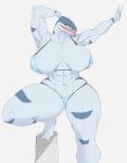  abs anthro areola areola_slip audunor big_breasts bikini breasts clothing female huge_breasts looking_at_viewer muscular muscular_female pose scalie simple_background solo string_bikini swimwear white_background 