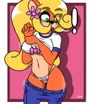  activision anthro bandicoot bottomwear bra clothed clothing coco_bandicoot crash_bandicoot_(series) darkwolfhybrid female flower hi_res looking_down mammal marsupial midriff navel panties pants pants_down partially_clothed plant shirt solo topwear underwear undressing video_games 