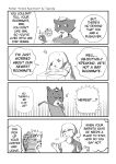  2020 4koma 5_fingers aniapt_(manga) anthro black_nose blush bodily_fluids box canid canine canis cheek_tuft chibi chien closed_smile clothed clothing comic cross-popping_vein digital_media_(artwork) domestic_dog duo english_text facial_tuft fingers fluffy fluffy_tail greyscale hair hi_res holding_object hoodie inner_ear_fluff looking_away male male/male mammal manga mephitid messy_hair monochrome multicolored_body open_mouth pattern_background screentone simple_background skunk speech_bubble sweat sweatdrop tapirclip text thought_bubble topwear tuft two_tone_body vein 