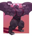  3_toes 4_fingers abs biceps black_body bluekumabox claws clothed clothing dragaux dragon fingers flexing horn looking_at_viewer male muscular muscular_male nintendo pecs ring_fit_adventure sharp_teeth solo teeth toe_claws toes video_games white_claws white_outline wings wrestling_singlet 