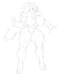  anthro audunor big_breasts breasts featureless_breasts female mammal monochrome muscular muscular_female simple_background solo white_background 