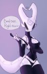  &lt;3 5_fingers anthro arthropod breasts cleavage clothed clothing digital_media_(artwork) english_text fecharis female fingers hi_res hollow_knight insect legwear looking_at_viewer mammal panties proxicute simple_background solo speech_bubble standing team_cherry text tight_clothing underwear video_games whip white_body 