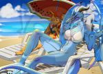  beach bikini clothing distracting_watermark dragon duo equid equine female horn male mammal scalie seaside swimwear tutifruti_(artist) unicorn watermark 