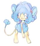  accessory ambiguous_gender blue_body blue_hair blue_inner_ear blush flower flower_in_hair hair hair_accessory low_res mammal nintendo plant pok&eacute;mon pok&eacute;mon_(species) primate simipour simple_background smile solo standing toes unknown_artist video_games white_background 