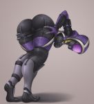  2017 3_fingers 3_toes alien alien_humanoid bent_over breasts butt clothing digital_media_(artwork) female fingers hi_res humanoid impracticalart mammal mask mass_effect not_furry presenting presenting_hindquarters quarian simple_background solo spread_butt spreading standing tali&#039;zorah tight_clothing toes video_games 
