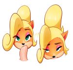  absurd_res activision anthro applespicex bandicoot blonde_hair coco_bandicoot crash_bandicoot_(series) disembodied_head duo erection fellatio female female_focus first_person_view genitals green_eyes hair half-closed_eyes hi_res humanoid_genitalia humanoid_penis long_hair looking_at_viewer male male/female male_penetrating male_pov mammal marsupial narrowed_eyes oral oral_penetration penetration penile penis ponytail sex simple_background solo_focus video_games white_background 