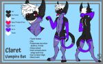  16:10 animal_genitalia balls chiropteran english_text fur genitals hair headshot lavender_fur mammal model_sheet nicohhusky nicothepinkhusky no_wings nude purple_body purple_fur scar sheath text tongue tongue_out two_poses white_hair widescreen 