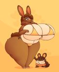  &lt;3 2020 anthro big_breasts big_bulge bikini bottomwear breasts brown_body brown_fur brown_hair brown_theme buckteeth bulge clothed clothing countershading curvy_figure dewlap_(anatomy) duo female fluffy fur gesture hair hand_on_thigh hi_res huge_breasts huztar lagomorph larger_female leporid looking_at_another looking_at_partner male mammal navel rabbit short_stack shorts side-tie_bikini simple_background size_difference skimpy slightly_chubby smaller_male smile standing string_bikini swimwear teeth thick_thighs thumbs_up topless voluptuous white_countershading wide_hips yellow_background 