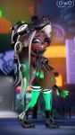  3d_(artwork) 9:16 belly big_belly boots brown_body cephalopod city clothing dark_skin digital_media_(artwork) exotic_pupils female footwear gloves glowing hair handwear hi_res legwear linea_nigra long_hair looking_at_viewer marina_(splatoon) marine mollusk navel navel_piercing night nintendo octarian octoling one_eye_closed outie_navel outside owo_sfm piercing pregnant pregnant_belly pseudo_hair smile solo source_filmmaker splatoon teeth tentacle_hair tentacles tights topwear video_games zipper 