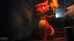  16:9 3d_(artwork) belly big_belly cave digital_media_(artwork) dimly_lit eggnant exploring female flat_chested hi_res kobold navel outie_navel owo_sfm plantigrade pregnant red_body red_scales reptile scales scalie smile solo source_filmmaker stairs teeth torch widescreen yellow_body yellow_scales 