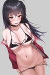  azur_lane bikini erect_nipples odya open_shirt panty_pull swimsuits taihou_(azur_lane) undressing 