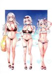  animal_ears azur_lane belfast_(azur_lane) bikini chiyingzai garter hammann_(azur_lane) megane nekomimi sirius_(azur_lane) swimsuits 