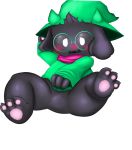 absurd_res alpha_channel anthro beans black_body black_fur blush bottomless bovid caprine clothed clothing deltarune embarrassed eyewear fur glasses goat hat headgear headwear hi_res male mammal paws ralsei spread_legs spreading thick_thighs video_games 