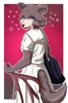  &lt;3 absurd_res anthro beastars black_nose blue_eyes butt_pose canid canine canis clothed clothing exiledframe28 fully_clothed fur furgonomics hi_res juno_(beastars) licking licking_lips licking_own_lips looking_at_viewer looking_back mammal pose self_lick solo tongue tongue_out wolf 