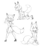  animal_humanoid bow_tie butt canid canid_humanoid canine canine_humanoid clothed clothing crawling dipstick_ears dipstick_tail female footwear fox_humanoid gesture gosuzun hair humanoid inner_ear_fluff legwear maid_headdress maid_uniform mammal mammal_humanoid monochrome multicolored_ears multicolored_tail pose sakifox shoes short_hair sitting socks solo thigh_highs tuft uniform v_sign 