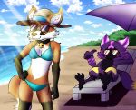  absurd_res anthro beach bikini bird_feet canid canine chair clothing cloud collar digital_drawing_(artwork) digital_media_(artwork) duo eyewear female fox furniture gesture glowing glowing_eyes glowing_markings hat headgear headwear hi_res impim light male mammal markings raining sand sea seaside signature soniclux sonicluxhedgeman sunglasses sunlight swimwear tails_(disambiguation) thumbs_up water watermark 