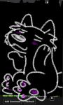  &lt;vampirefuuucker&gt; ambiguous_gender blush canid canine canis chalkboard collar cute_eyes cute_face english_text fur hindpaw male mammal paws scribbles shy smile text white_body white_fur whitewolf wolf 