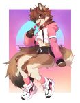  2020 5_fingers absurd_res anthro brown_body brown_fur brown_hair canid canine canis clothed clothing digital_media_(artwork) domestic_dog eyebrows eyelashes fingers footwear fumikotik fur girly hair hi_res male mammal open_mouth shoes smile teeth tongue 