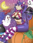  &lt;3 &lt;3_eyes anthro breasts candy clothing female food fruit ghost hat headgear headwear leggings legwear lingerie moon night nintendo nipple_outline plant pok&eacute;mon pok&eacute;mon_(species) pumpkin rattata red_eyes socks solo spirit stockings unknown_artist video_games violet_the_rattata witch_hat 