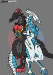  anthro big_breasts black_body black_scales blackdragon4444 blue_eyes breasts claws curvy_figure deep-eyes_white_dragon dragon duo exposed_breasts featureless_breasts featureless_crotch female female/female grey_background hand_on_hip hi_res horn hourglass_figure konami nude red-eyes_black_dragon red_eyes scales scalie simple_background small_waist small_wings spiked_tail spikes thick_tail thick_thighs wide_hips wings yu-gi-oh 