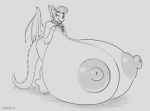  alternate_species anthro areola big_breasts bow_tie breasts dragon female friendship_is_magic huge_breasts hyper hyper_breasts monochrome my_little_pony nipples nude octavia_(mlp) schwoo simple_background solo 