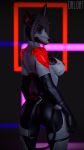  9:16 anthro breasts butt cybernetics cyborg daloaf female hair hi_res looking_at_viewer machine nipples nude robot simple_background smile solo 