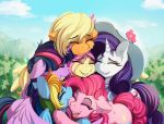  2020 absurd_res alcor90 applejack_(mlp) cutie_mark earth_pony equid equine eyebrows eyelashes eyes_closed female feral fluttershy_(mlp) friendship_is_magic grin group hasbro hi_res horn horse mammal my_little_pony outside pegasus pinkie_pie_(mlp) pony rainbow_dash_(mlp) rarity_(mlp) smile twilight_sparkle_(mlp) unicorn winged_unicorn wings 
