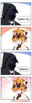  4koma :&lt; absurd_res ambiguous_gender anthro arknights black_hair blush bodily_fluids comic doctor_(arknights) eyewear felid female flustered flying_sweatdrops fur glasses hair hi_res human humor looking_at_viewer mammal multicolored_hair nose_blush orange_body orange_eyes orange_fur orange_hair pantherine princess_hinghoi pun speech_bubble sweat sweatdrop text tiger url waaifu watermark white_hair 