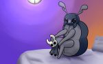  absurd_res arthropod bedroom blush bretta_(hollow_knight) doll empty_eyes female hi_res inside looking_at_viewer shaded simple_background sitting skeletorskeletonized solo 
