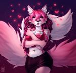  anthro belly big_breasts blush bottomwear breast_squish breasts clothed clothing completealienation digital_drawing_(artwork) digital_media_(artwork) digital_painting_(artwork) felid female hi_res mammal navel navel_piercing piercing portrait skirt solo squish tagme tattoo topwear 