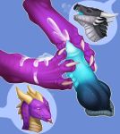 3_toes activision bodily_fluids claws cum cumshot dragon duo ejaculation feral foot_fetish foot_play footjob genital_fluids green_body green_scales hi_res hindpaw horn kadimur male male/male moan orgasm orgasm_face paws purple_body purple_scales scales sex slit spyro_the_dragon staffkira2891 toes video_games xero_(captainscales) 