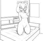  anthro bed bedroom bedroom_eyes bird_dog blush bow breasts canid canine canis domestic_dog fay_spaniel female furniture genitals hi_res hunting_dog line_art looking_at_viewer mammal monochrome narrowed_eyes nintendo nipples nude pussy seductive small_breasts solo spaniel star_fox unknown_artist video_games 