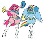 alpha_channel anthro anthrofied areola areola_slip big_breasts blush breast_size_difference breasts camel_toe cheerleader clothing duo equid equine female friendship_is_magic hasbro hi_res huge_breasts mammal my_little_pony panties pegasus pinkie_pie_(mlp) pom_poms rainbow_dash_(mlp) underwear upskirt wide_hips wings xelsword 