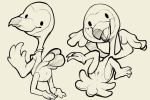 2020 3:2 animal_crossing anthro anus avian beak bird black_and_white bottomless clothed clothing female flamingo flora_(animal_crossing) front_view genitals hi_res itsunknownanon looking_at_viewer monochrome nintendo nude open_mouth open_smile presenting presenting_pussy pussy rear_view sketch smile solo video_games 
