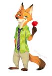  2020 absurd_res anthro barefoot black_nose bottomwear canid canine clothed clothing disney food fox full-length_portrait fully_clothed fur green_eyes hi_res holding_food holding_object koumori_007 male mammal necktie nick_wilde orange_body orange_fur pants pawpsicle popsicle portrait red_fox shirt simple_background smile solo standing topwear white_background zootopia 