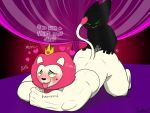  4:3 anal anthro beauty_mark black_body black_fur blush cartoon_network crown digitigrade domestic_cat duo english_text felid feline felis from_behind_position fur green_eyes hair king king_snugglemagne_xxv lion male male/male mammal mane mane_hair mao_mao:_heroes_of_pure_heart moan muscular muscular_male nude panethera pantherine pecs royalty sex sheriff_mao_mao_mao size_difference small_dom_big_sub text 