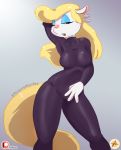  animaniacs anthro bedroom_eyes bodysuit clothing female furboz gradient_background looking_at_viewer mammal minerva_mink mink mustelid musteline narrowed_eyes seductive simple_background skinsuit solo tight_clothing warner_brothers 