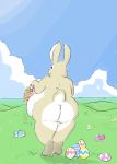  ambiguous_gender anthro belly big_belly big_butt butt cloud curvy_figure easter easter_bunny easter_egg fluffykangaroo fur holidays huge_butt lagomorph landscape leporid mammal nude obese overweight pastel rabbit solo tan_body tan_fur 