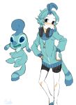  2020 alien alternate_species blue_body blue_eyes blue_fur blue_hair blue_nose blue_tongue blush cello2424 clothing dipstick_ears disney experiment_(lilo_and_stitch) fur hair headphones hoodie humanoid humanoidized lilo_and_stitch looking_at_viewer multi_arm multi_limb multicolored_ears open_mouth open_smile signature simple_background smile tongue topwear white_background yaarp zipper 